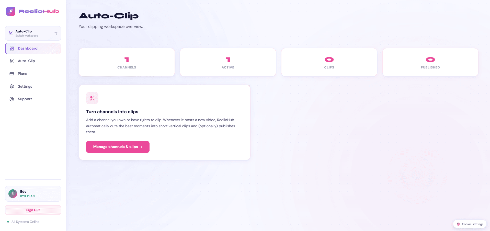 AI Reel Studio generated reels and publishing view
