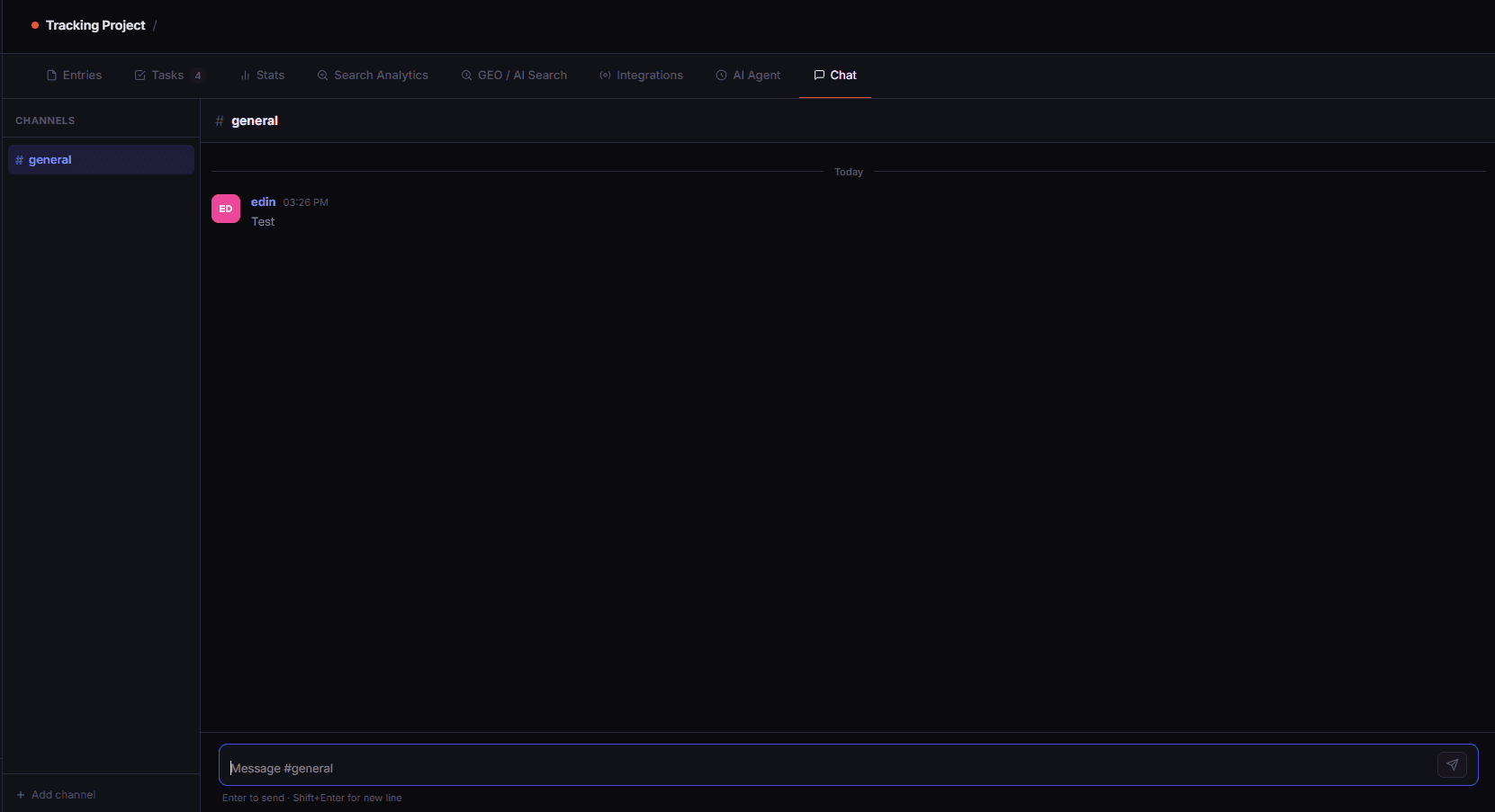 Integrated chat view in the dashboard