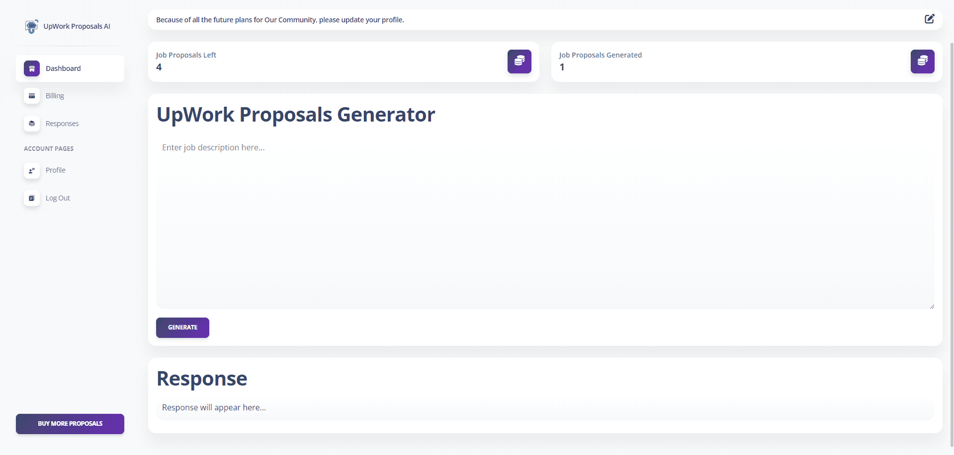 Proposals AI job description input screen